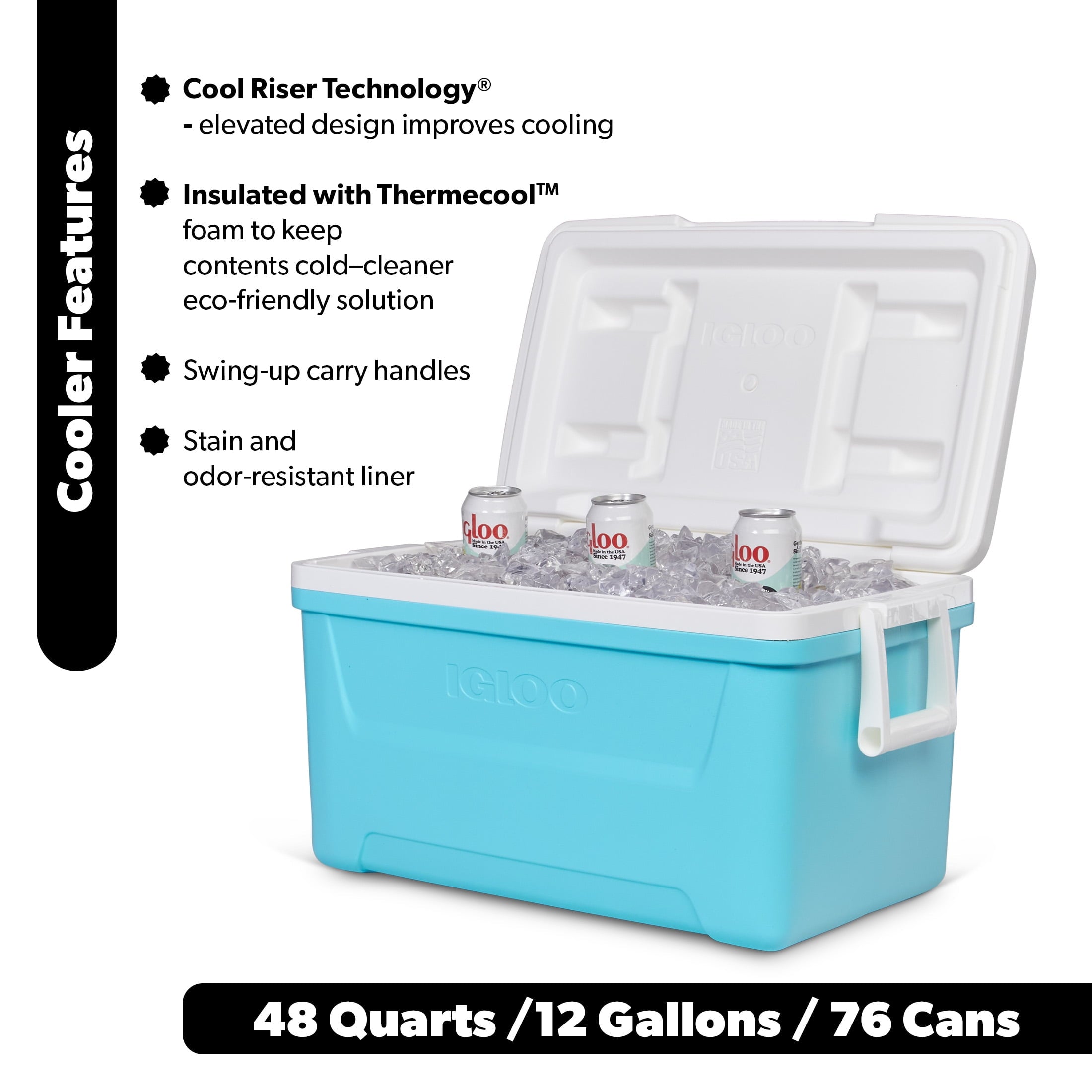 48 QT Laguna Hard Sided Ice Chest Cooler, Red