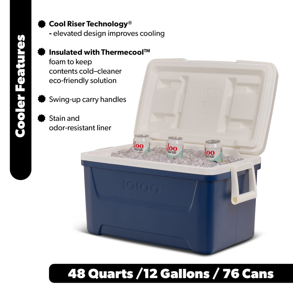48 QT Laguna Hard Sided Ice Chest Cooler, Red