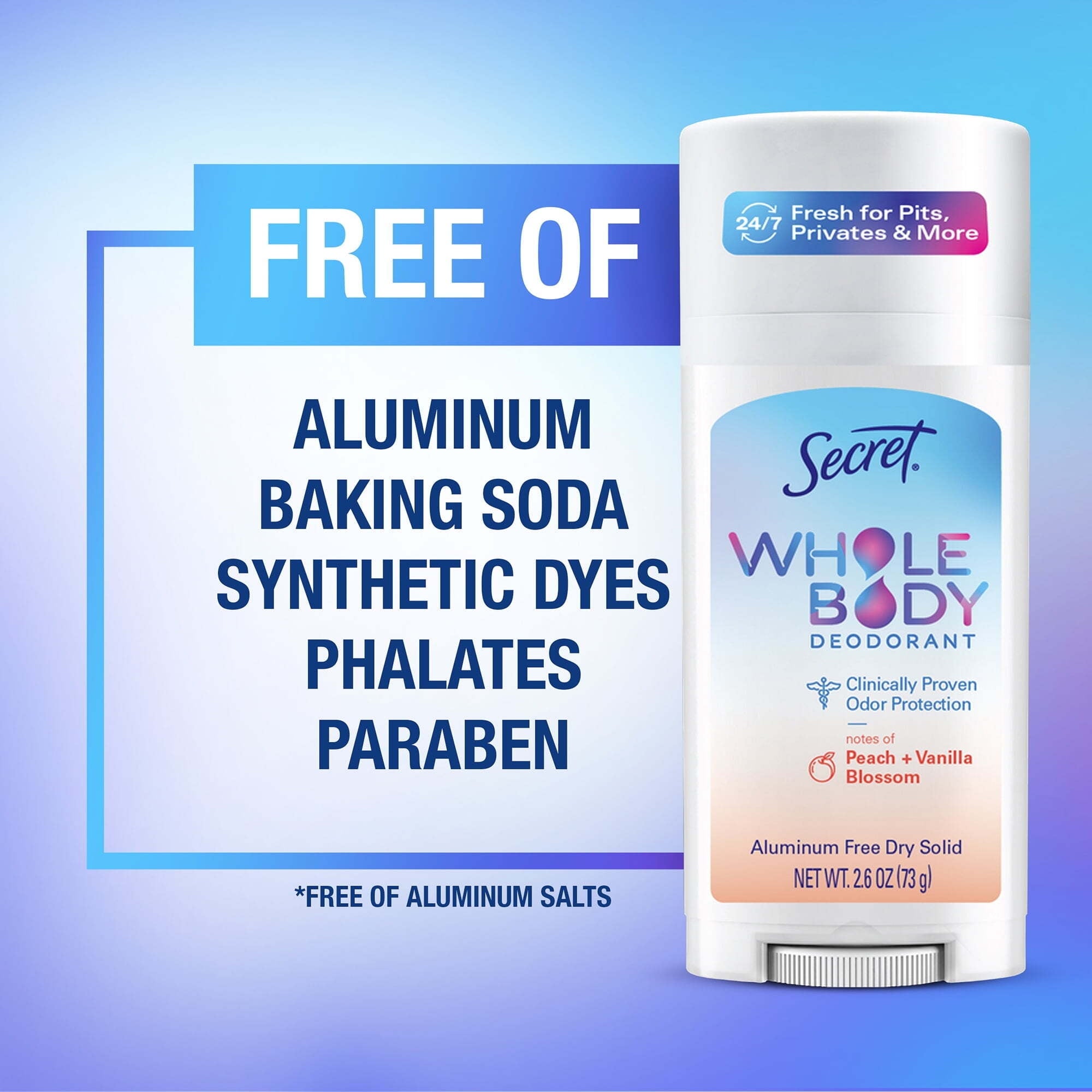Whole Body Deodorant Stick Aluminum Free, Peach &amp; Vanilla 2.6oz