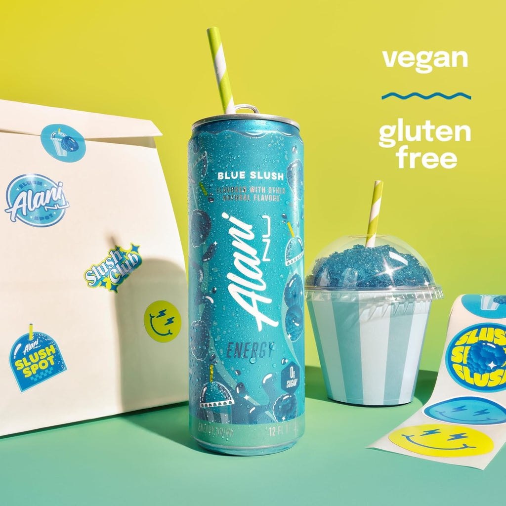 New Alani Energy Drinks Variety Pack - Blue Slush, Pink Slush, Watermelon Wave, Sugar-Free &amp; Low-Calorie (12 fl oz, Pack of 6)