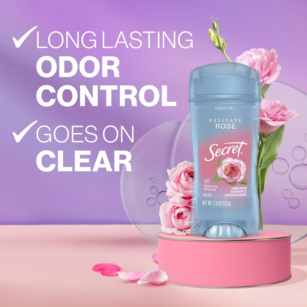 Fresh Clear Gel Antiperspirant and Deodorant for Women, Delicate Rose Scent, 2.6 oz, Twin Pack