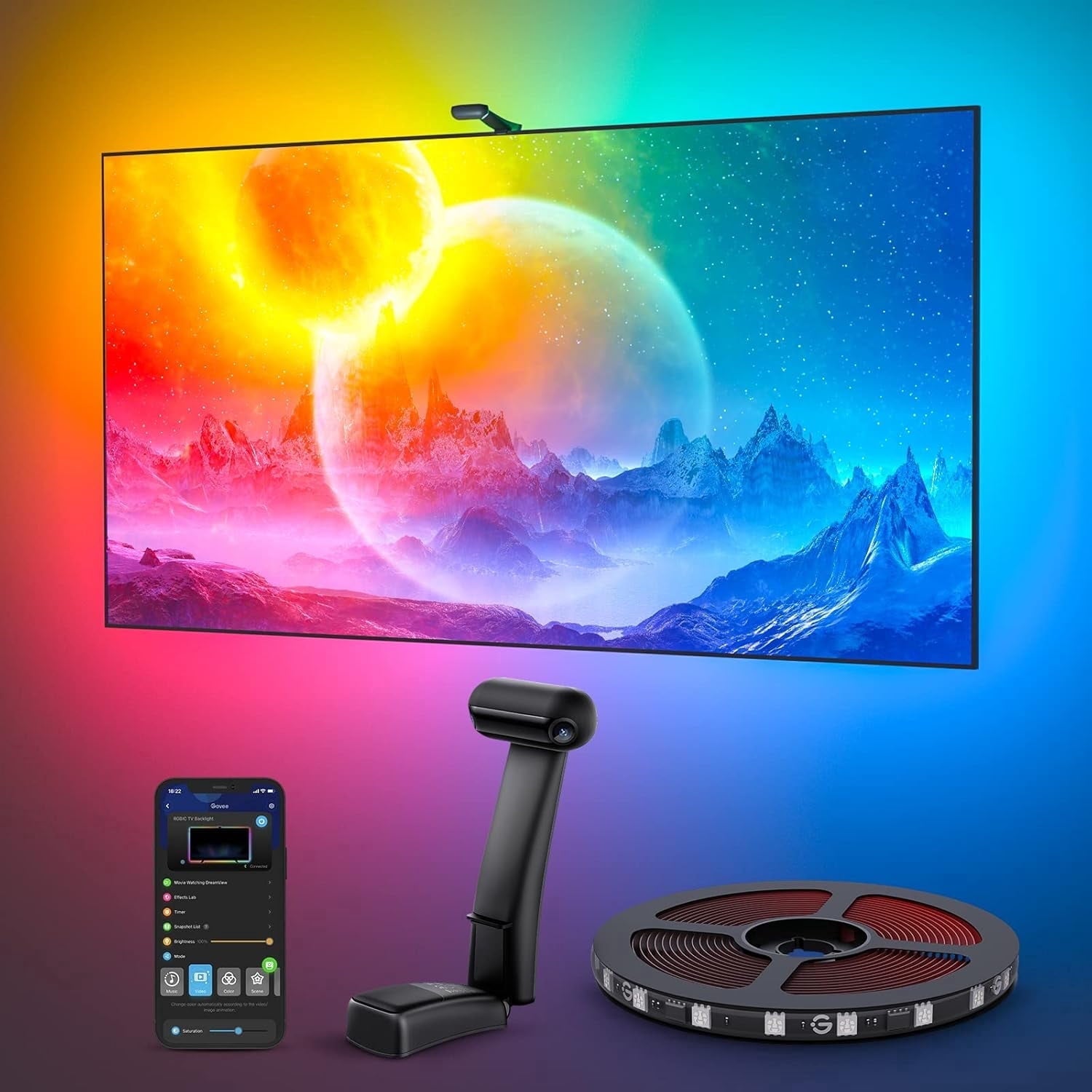 Envisual TV Backlight T2, For 75-85 inch TVs, Dual Camera with High-Fidelity Color Sensing Technology