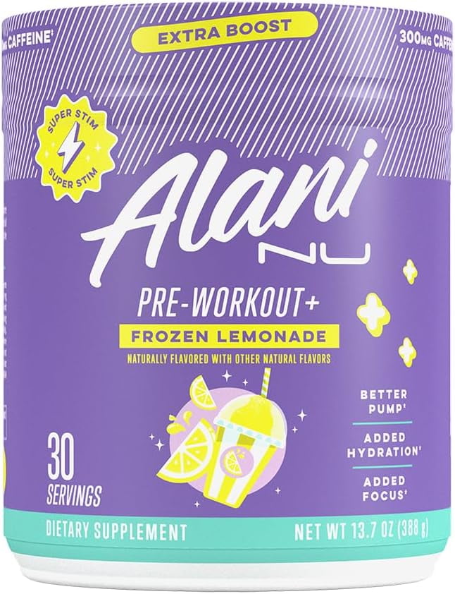 Pre-workout+ Powder, Frozen Lemonade, 30 Servings, 300mg Caffeine