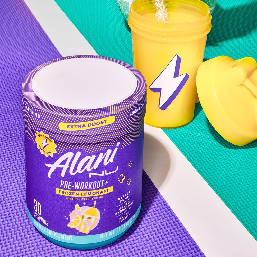 Pre-workout+ Powder, Frozen Lemonade, 30 Servings, 300mg Caffeine