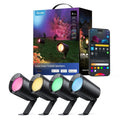 Smart Outdoor Spotlight, IP67 Waterproof Spotlights, Landscape Lights Work with Matter, Alexa, and Google Assistant, RGBWIC Color Changing Light for Outdoor Decor, Corded Electric, 4 Pack