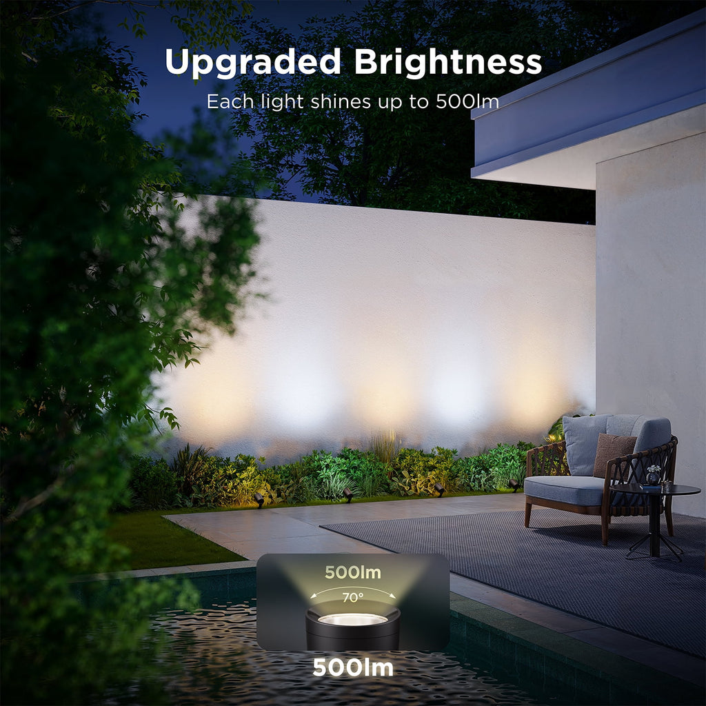 Smart Outdoor Spotlight, IP67 Waterproof Spotlights, Landscape Lights Work with Matter, Alexa, and Google Assistant, RGBWIC Color Changing Light for Outdoor Decor, Corded Electric, 4 Pack