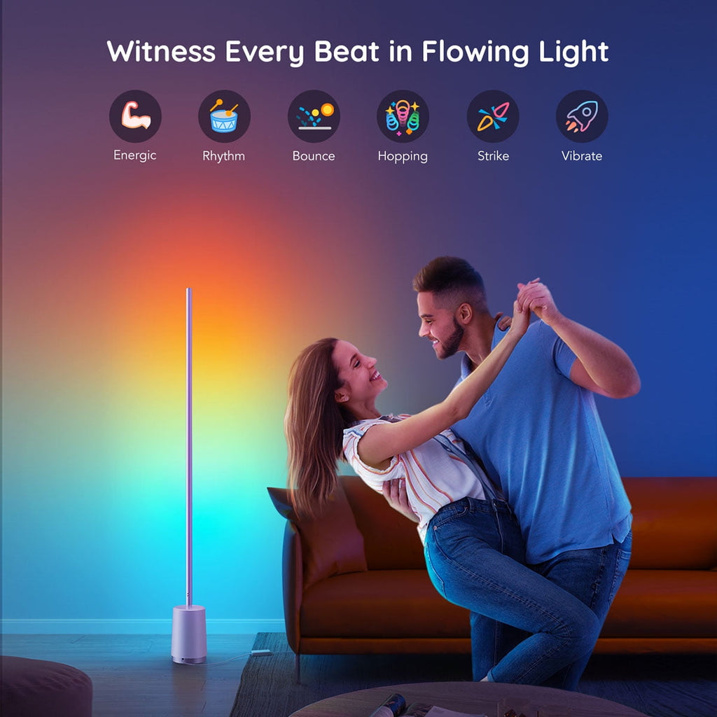 RGBICWW Floor Lamp Modern - Dimmable LED, Music Sync, Remote, Smart Lamp for Bedroom