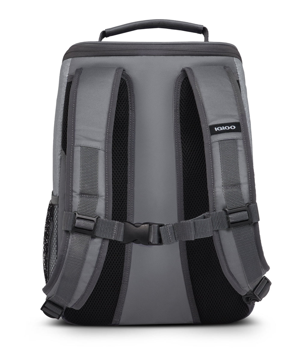 Laguna Soft Sided Cooler Backpack, 24 Can Capacity, Gray Twill with Ibiza Blue
