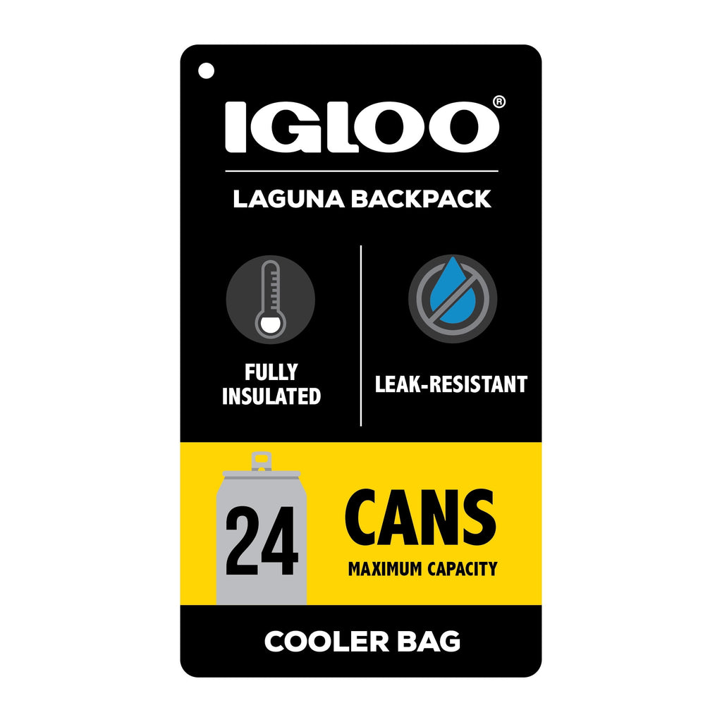Laguna Soft Sided Cooler Backpack, 24 Can Capacity, Gray Twill with Ibiza Blue