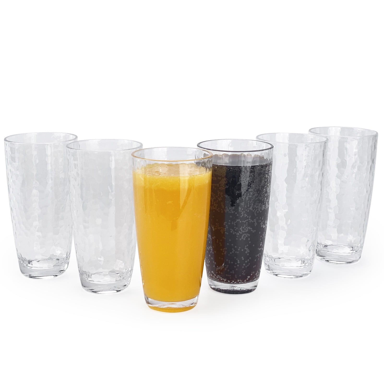 26-Ounce Large Acrylic Glasses Plastic Tumbler/Drinking Cups,Set of 6 Multi-Hammered Style,BPA Free