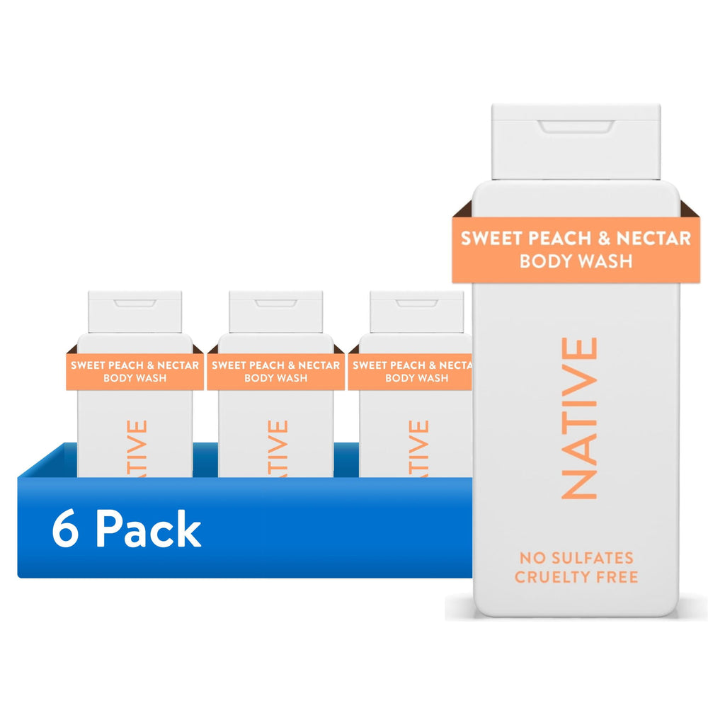 Body Wash, Sweet Peach &amp; Nectar, Sulfate Free, Naturally Derived Ingredients, 24hr Freshness, for Women &amp; Men, 18 fl oz
