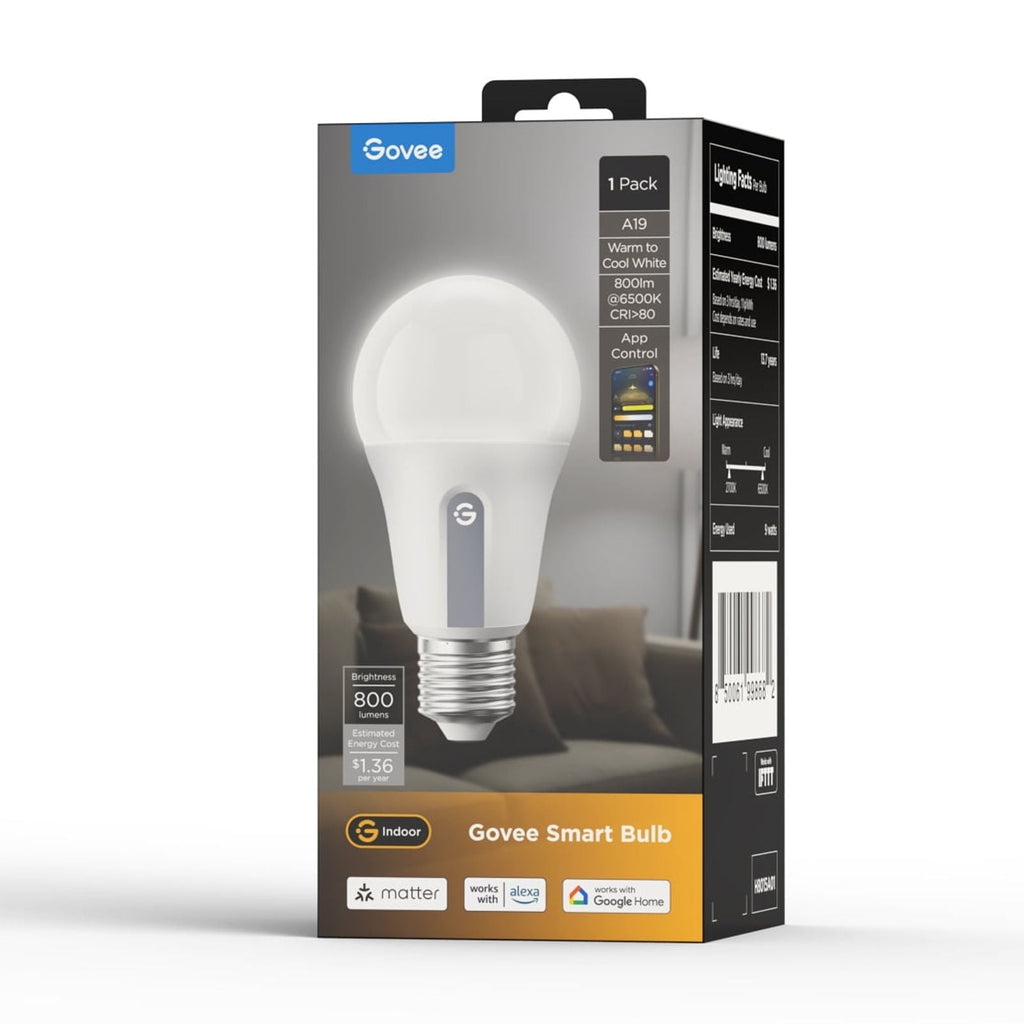 800LM White Light LED Smart Bulb,Works with Alexa and Google Assistant,WiFi &amp; Bluetooth LED Light Bulbs,1 Pack