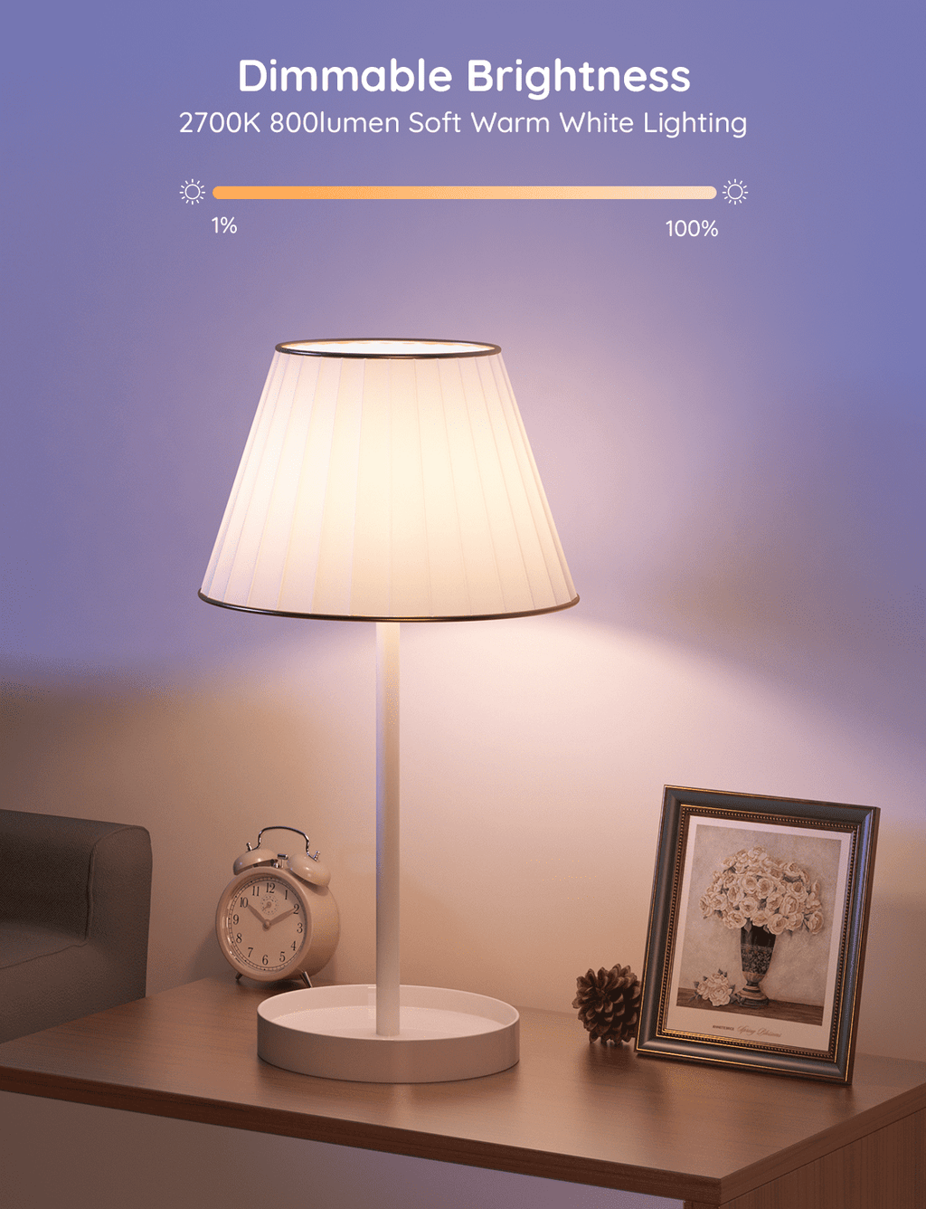800LM White Light LED Smart Bulb,Works with Alexa and Google Assistant,WiFi &amp; Bluetooth LED Light Bulbs,1 Pack