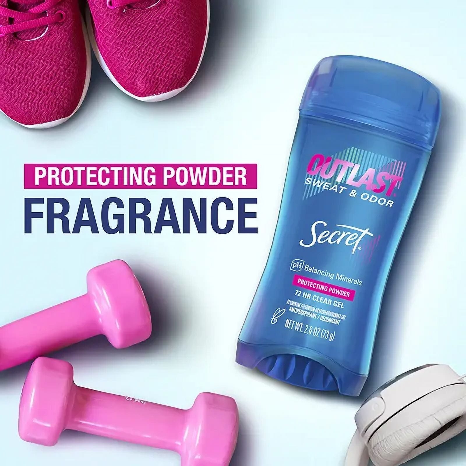 Outlast Antiperspirant &amp; Deodorant Clear Gel, Protecting Powder 2.7 oz (Pack of 3)