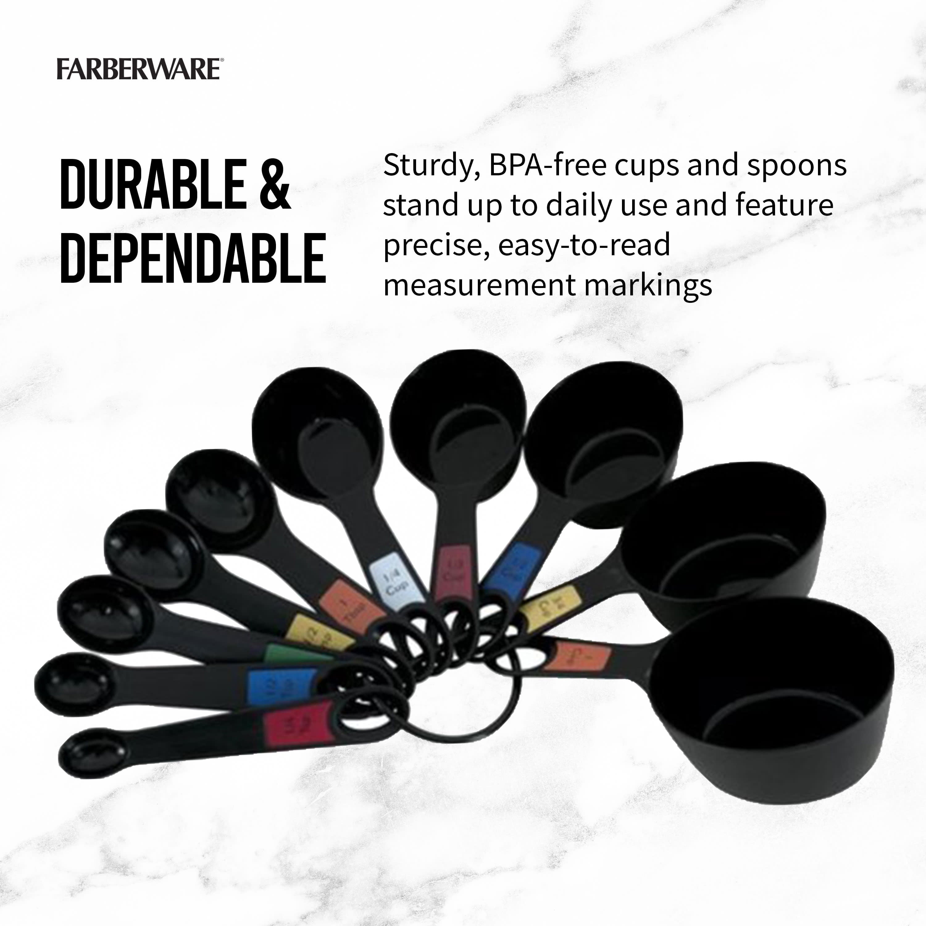 10 Piece Plastic Nesting Measuring Cup and Spoon Set Black