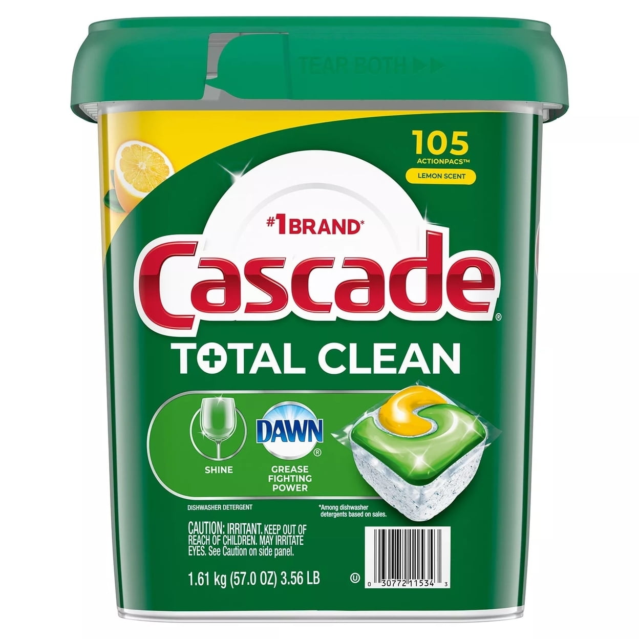 Total Clean ActionPac Dishwasher Detergent Pacs Lemon Scent (105 Count)