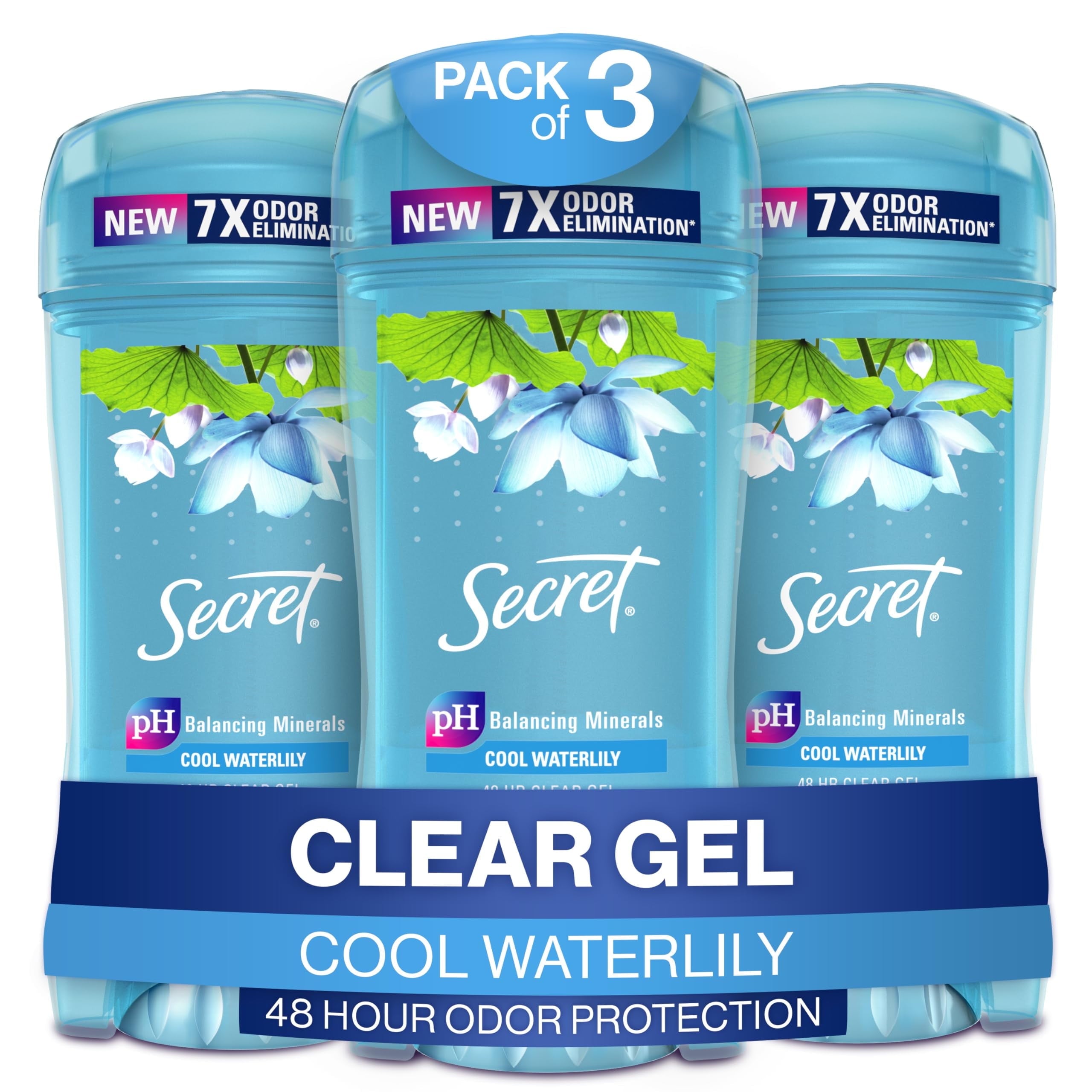 Fresh Clear Gel Antiperspirant and Deodorant for Women, Waterlily Scent, 2.6oz (Pack of 3)