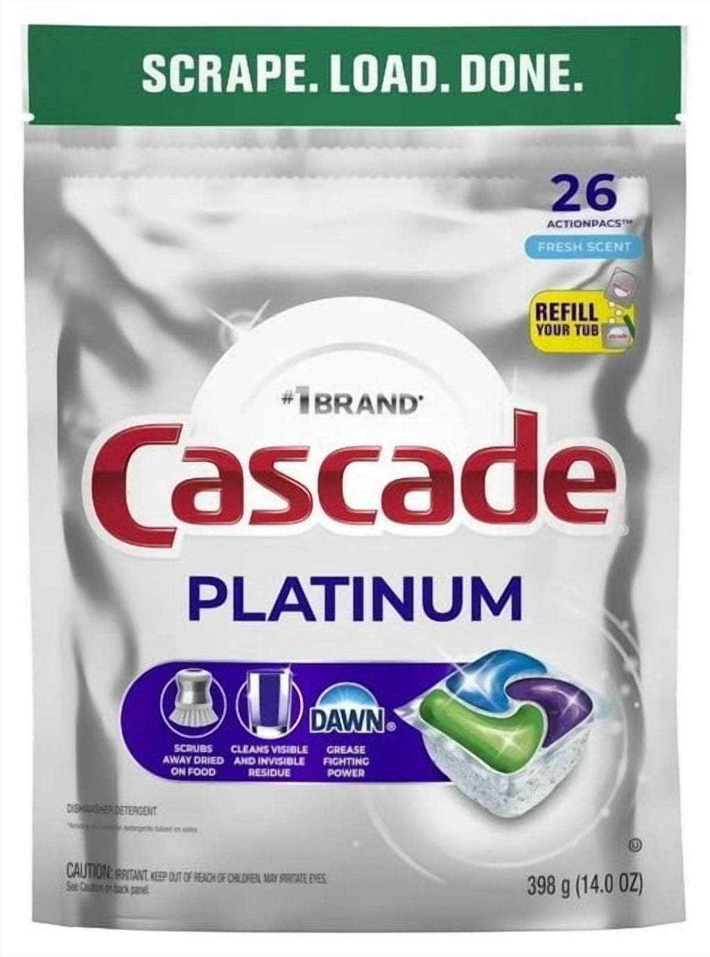 Platinum Dishwasher Pods, Dishwasher Detergent Soap Tabs, Fresh, 26 Count