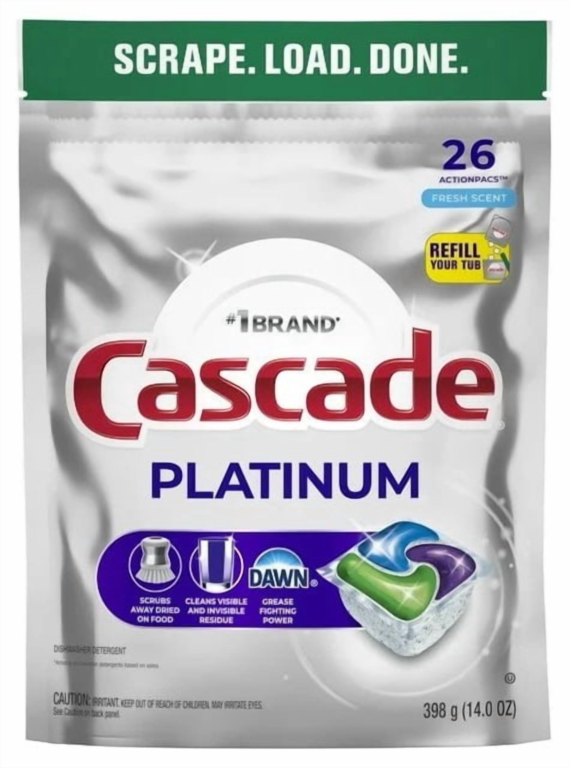 Platinum Dishwasher Pods, Dishwasher Detergent Soap Tabs, Fresh, 26 Count