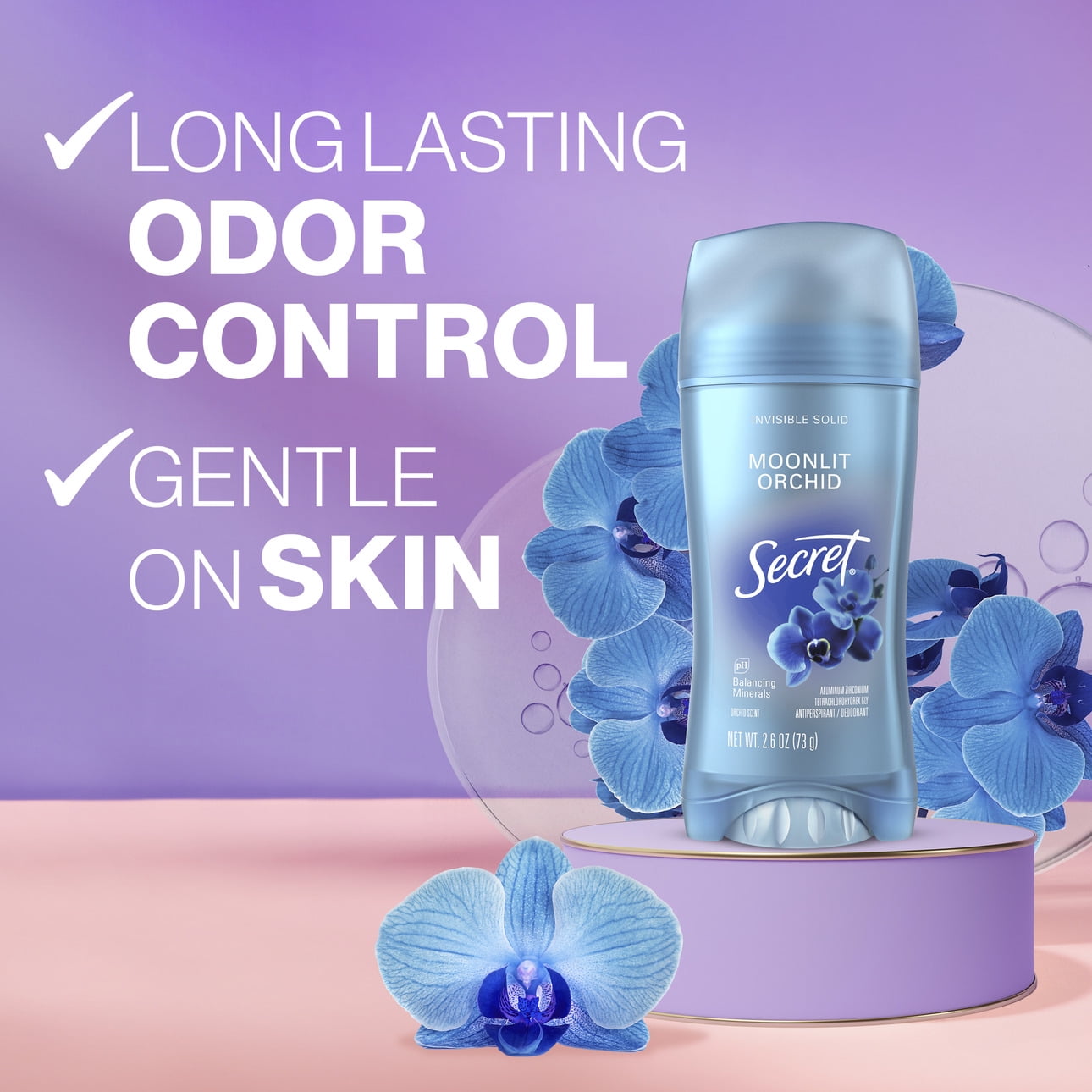 Fresh Invisible Solid Antiperspirant &amp; Deodorant for Women, Moonlit Orchid, 2.6oz