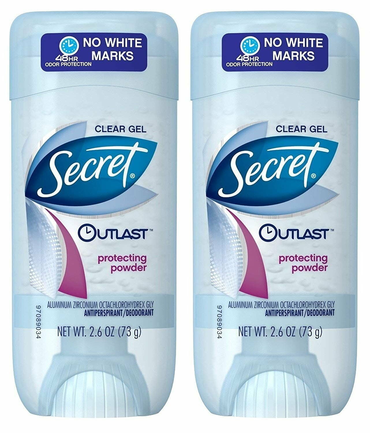 Outlast Antiperspirant &amp; Deodorant Clear Gel, Protecting Powder 2.7 oz (Pack of 2)