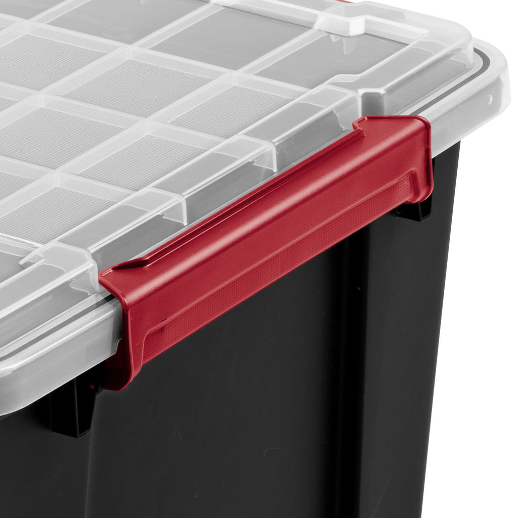 20 Gallon Large Gasket Tote, IP68 Plastic Storage Bin with Lid, Gasket Seal and Latches, Black