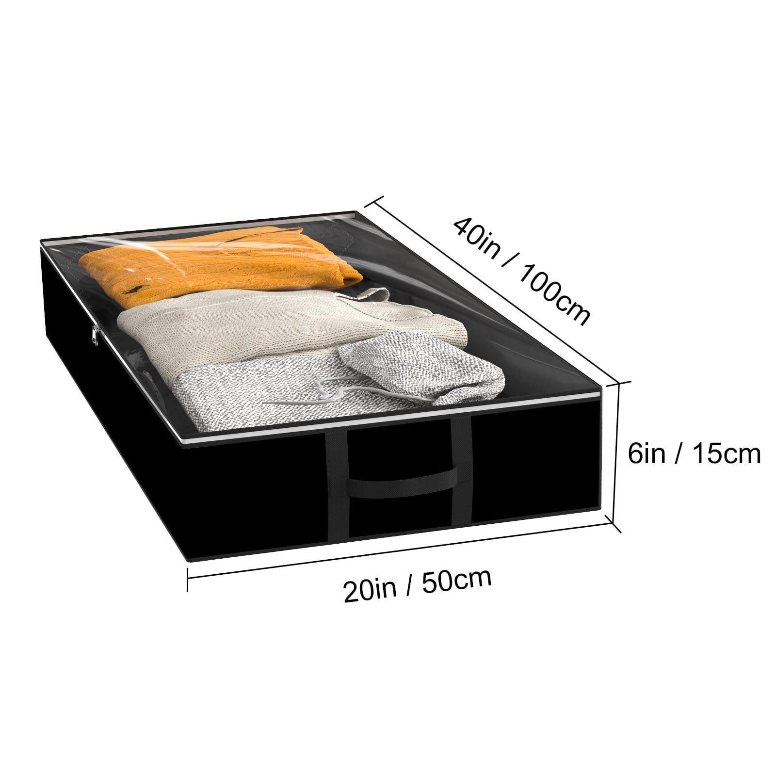 Underbed Storage Bag 90L, 3 Large Bins with Reinforced Handles Containers, Visible Clothes Storage Bags for Blanket Pillow Quilts, Closet Organizers