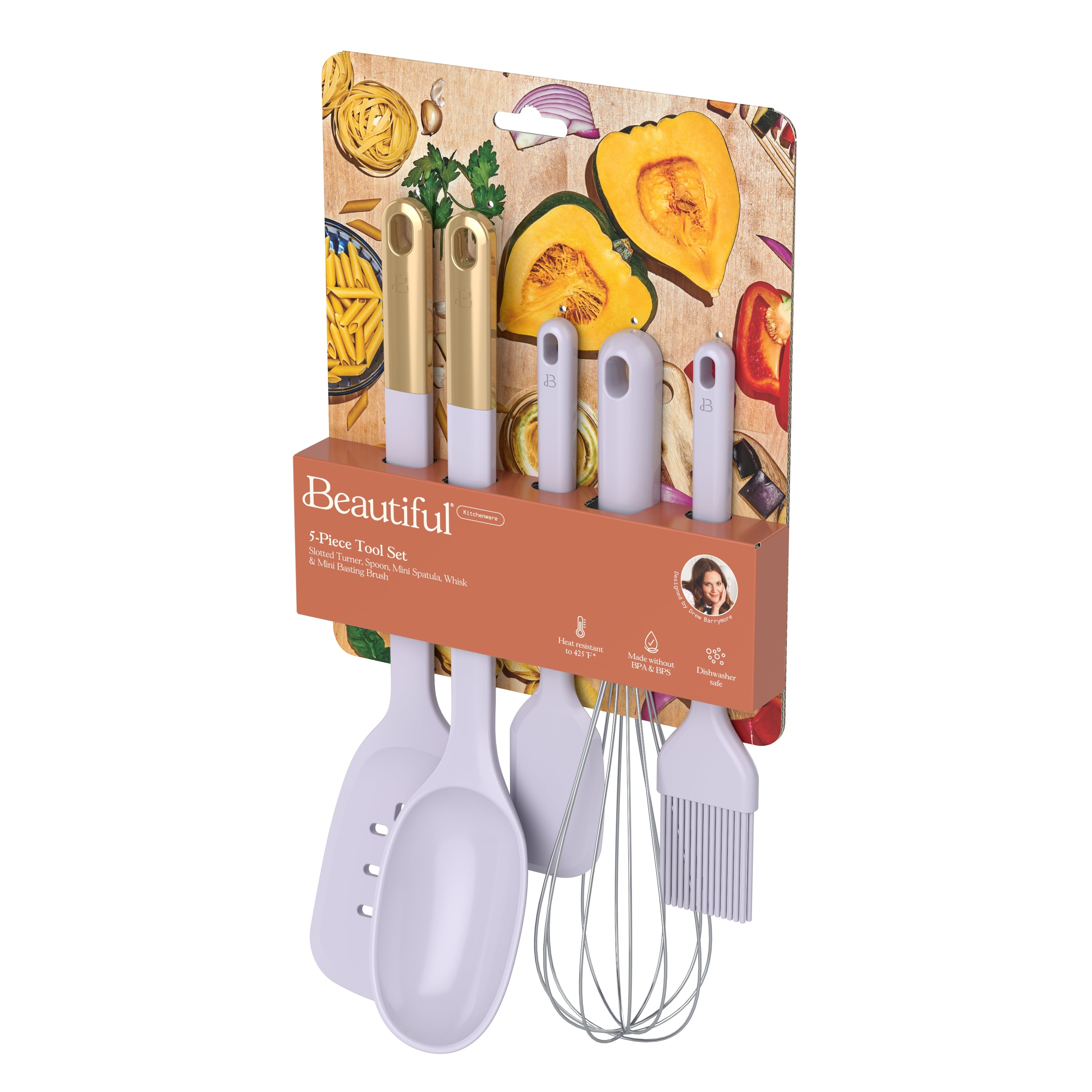 5-Piece Kitchen Tool Set, Porcini Taupe by Drew Barrymore