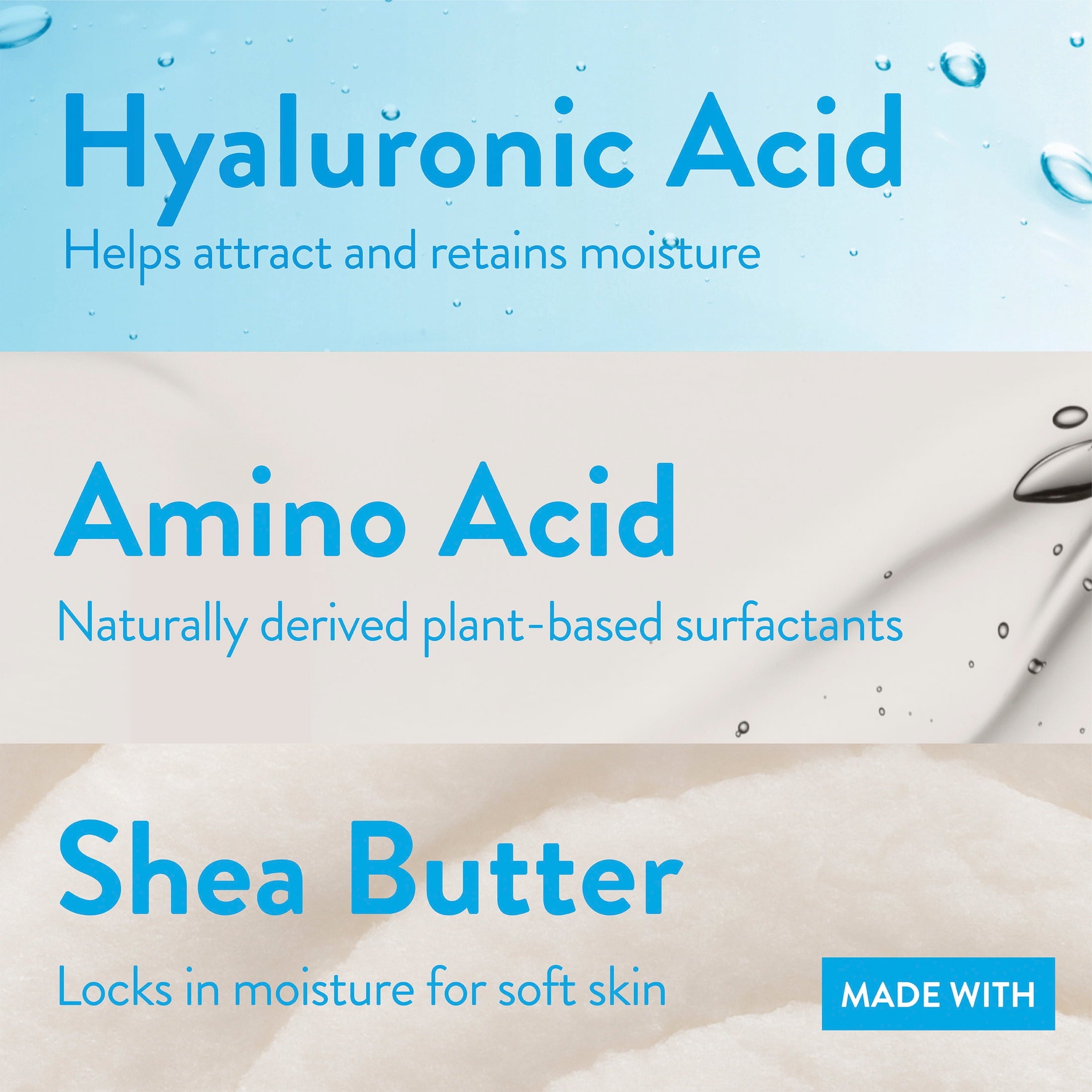 Hydrating Face Wash for Dry Skin, Sulfate Free, with Hyaluronic Acid and Shea Butter, Dermatologist Tested, 12.5 fl oz