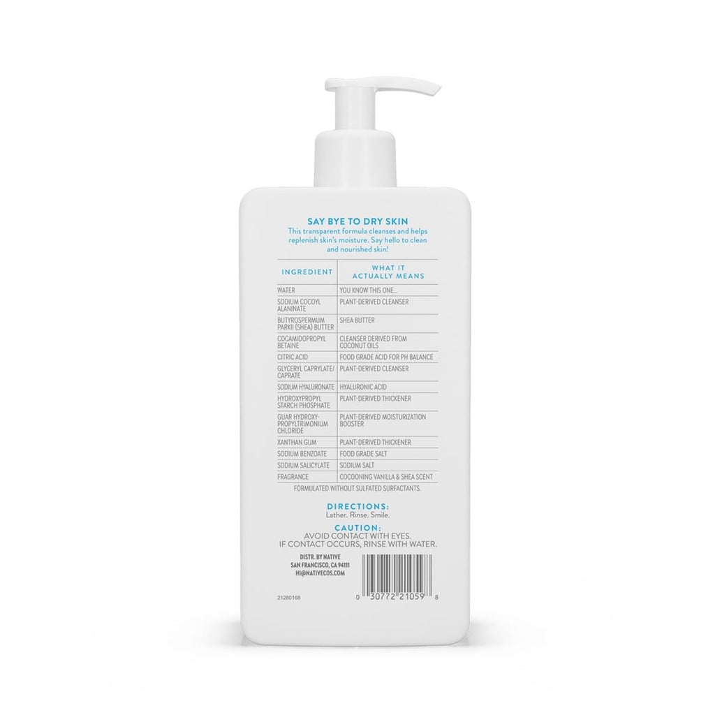 Hydrating Face Wash for Dry Skin, Sulfate Free, with Hyaluronic Acid and Shea Butter, Dermatologist Tested, 12.5 fl oz