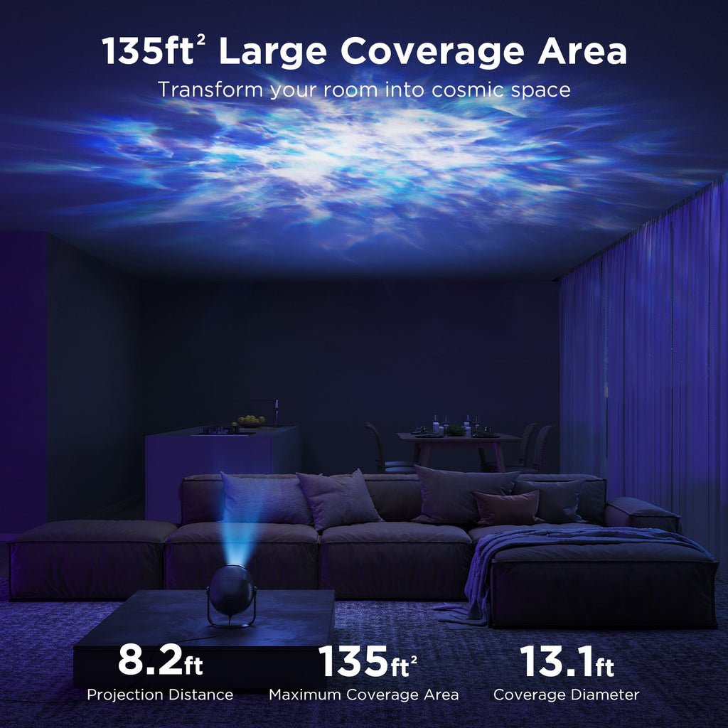 Star Light Projector with 3 Aurora Flowing Effects, Works with Matter, Alexa and Google Assistant, 52 Scene Modes, 18 White Noise Options, LED Night Light Projector for Bedroom, Without Plug