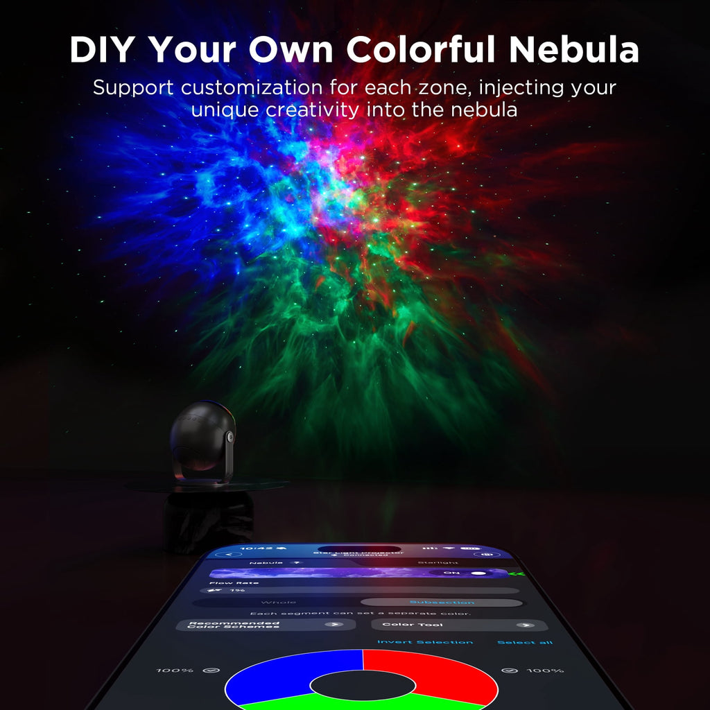 Star Light Projector with 3 Aurora Flowing Effects, Works with Matter, Alexa and Google Assistant, 52 Scene Modes, 18 White Noise Options, LED Night Light Projector for Bedroom, Without Plug