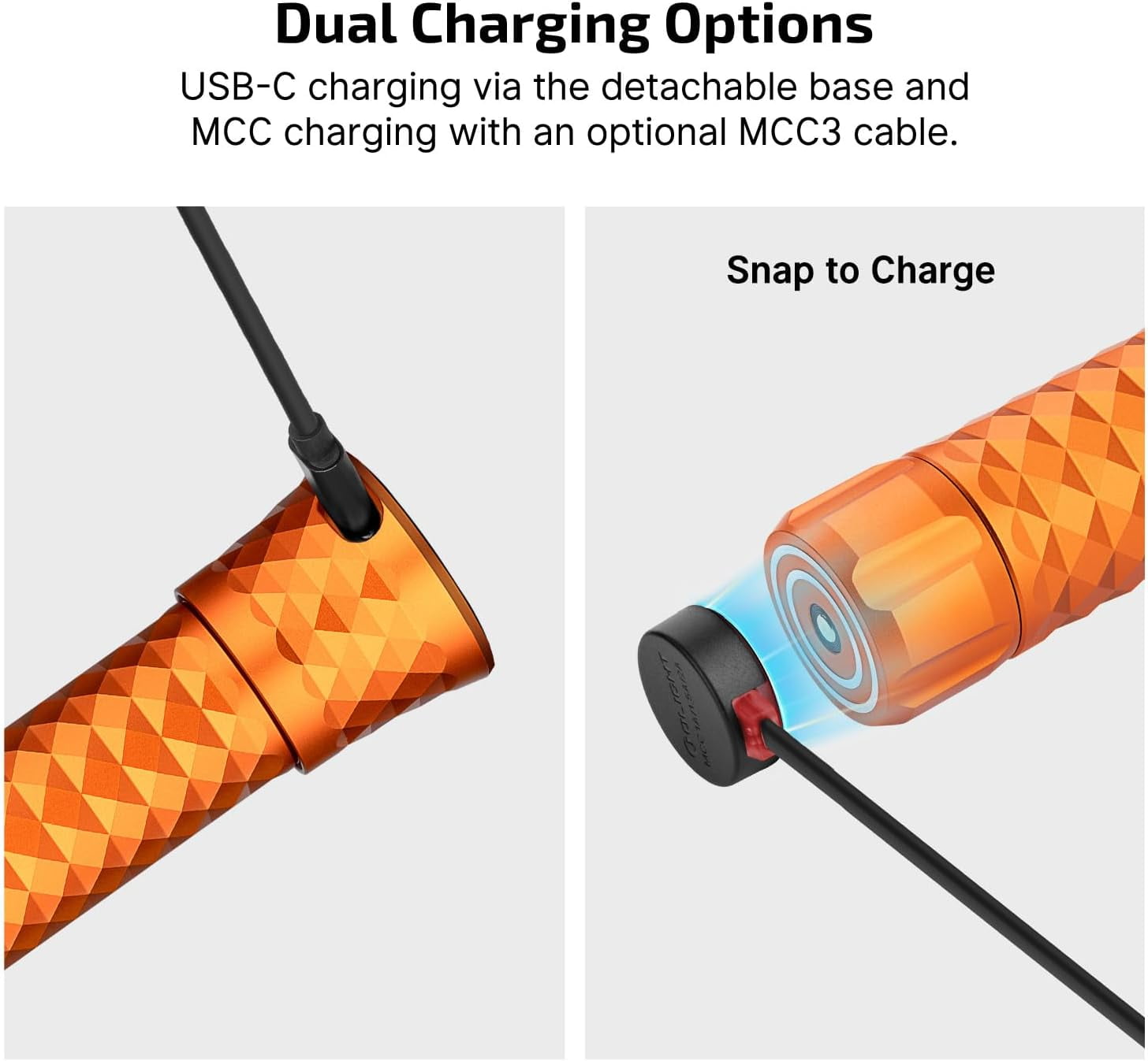 Orange Flashlight/Cozy Lamp, 5000 Lumens, Forward &amp; Reverse Lights