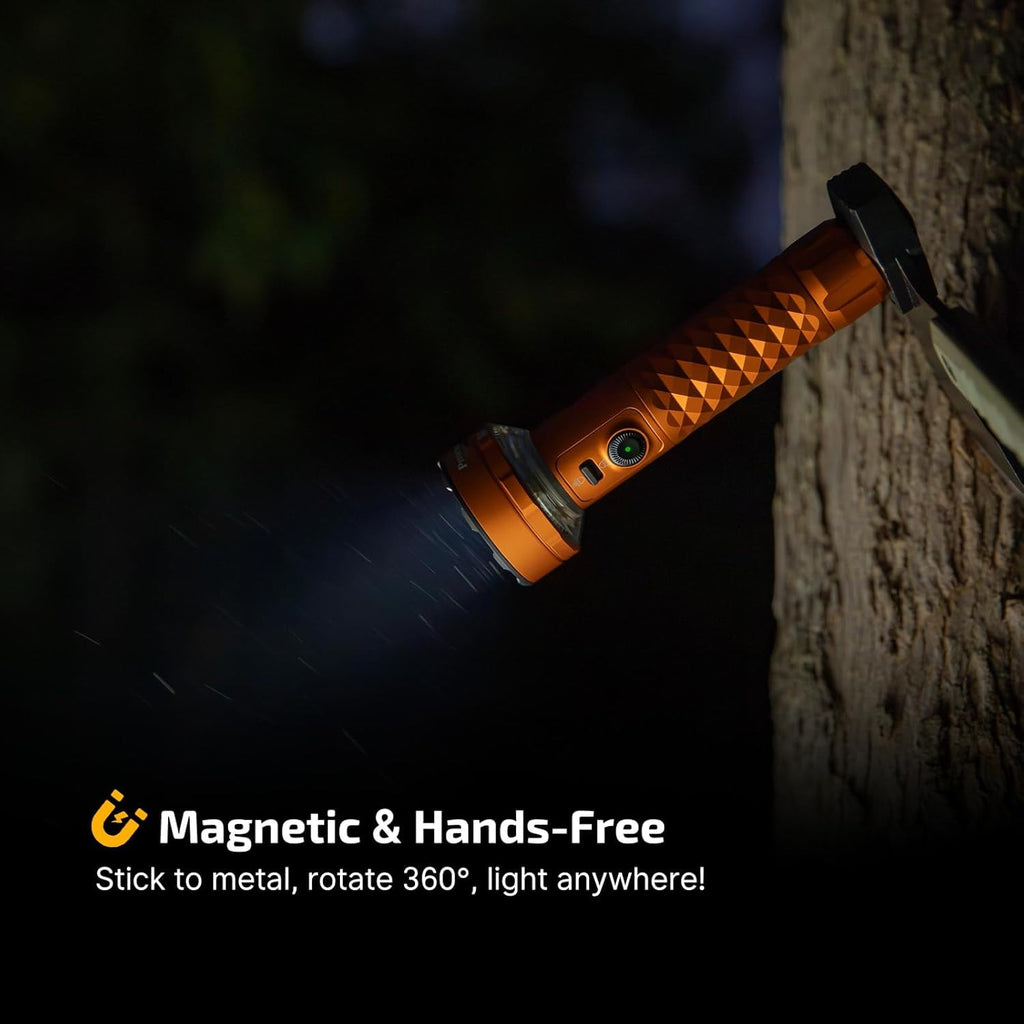 Orange Flashlight/Cozy Lamp, 5000 Lumens, Forward &amp; Reverse Lights