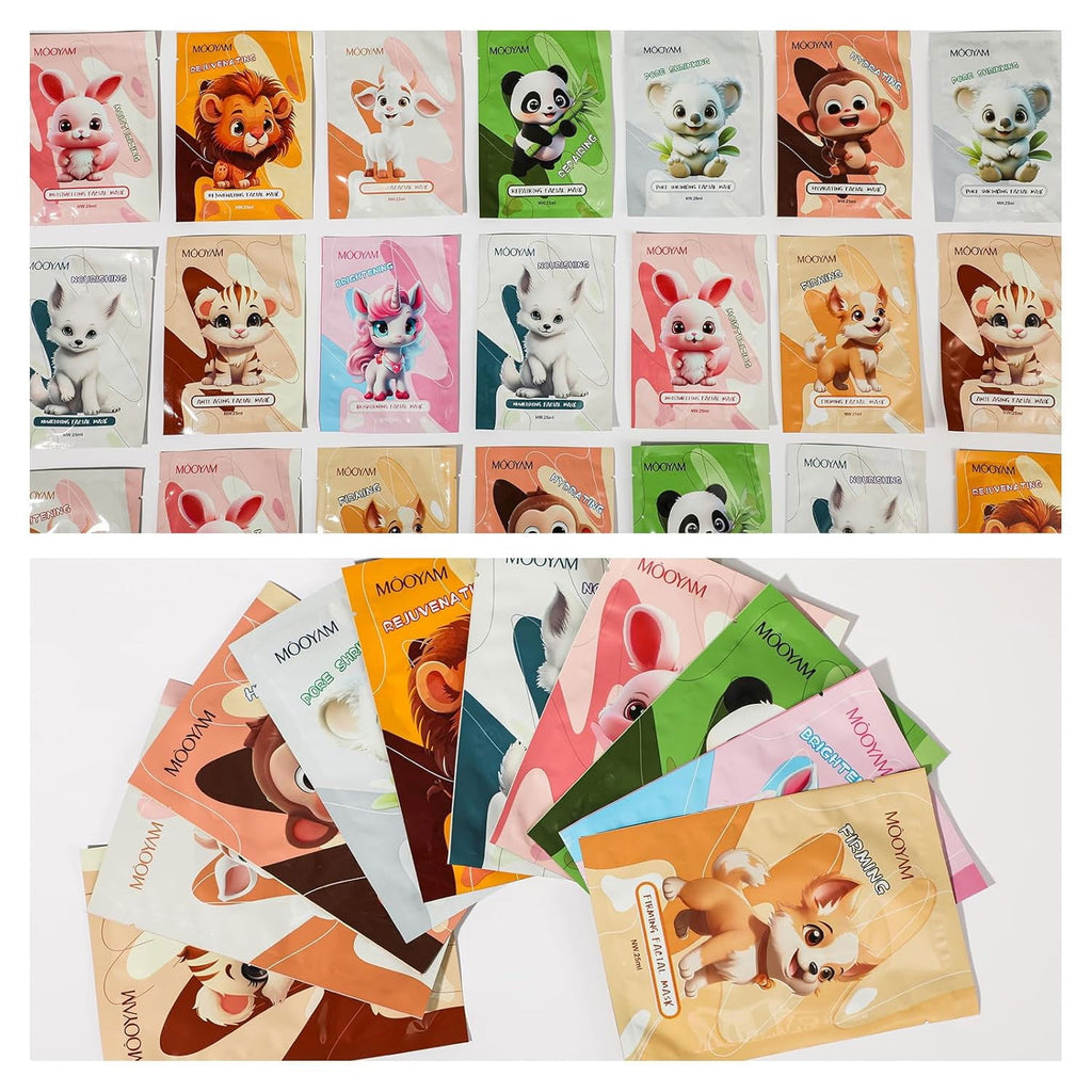 11 Pack Fruit Moisturizing Facial Mask Sheet, Rich in Fruit Essence Face Mask to Brighten and Hydrate Dull Skin