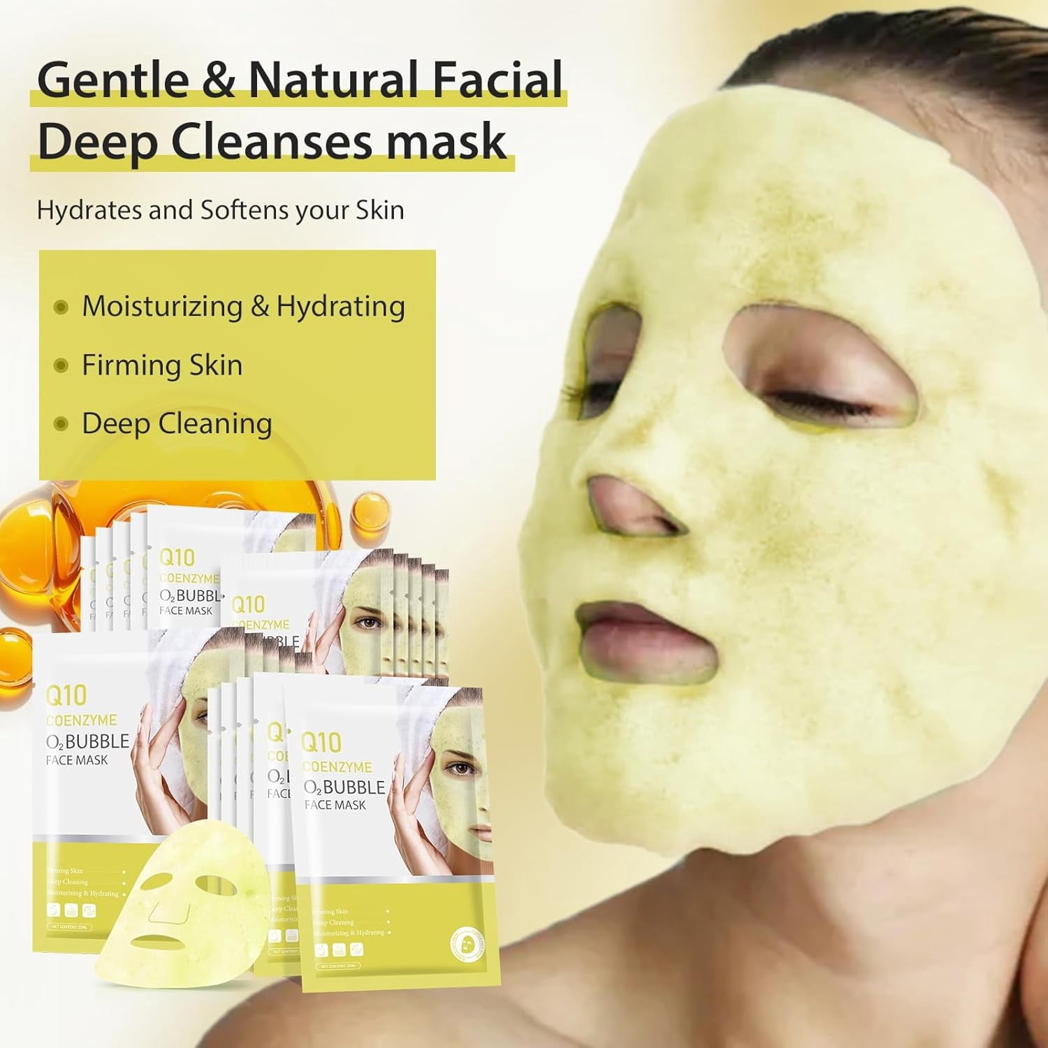 11 Pack Fruit Moisturizing Facial Mask Sheet, Rich in Fruit Essence Face Mask to Brighten and Hydrate Dull Skin