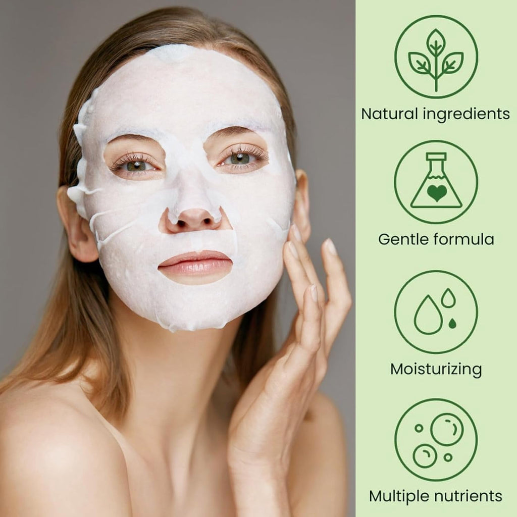 11 Pack Fruit Moisturizing Facial Mask Sheet, Rich in Fruit Essence Face Mask to Brighten and Hydrate Dull Skin