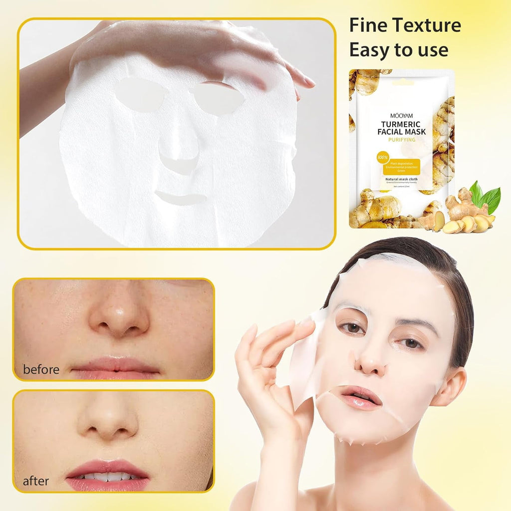 11 Pack Fruit Moisturizing Facial Mask Sheet, Rich in Fruit Essence Face Mask to Brighten and Hydrate Dull Skin