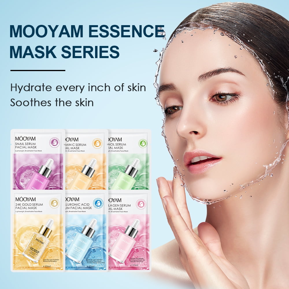 11 Pack Fruit Moisturizing Facial Mask Sheet, Rich in Fruit Essence Face Mask to Brighten and Hydrate Dull Skin