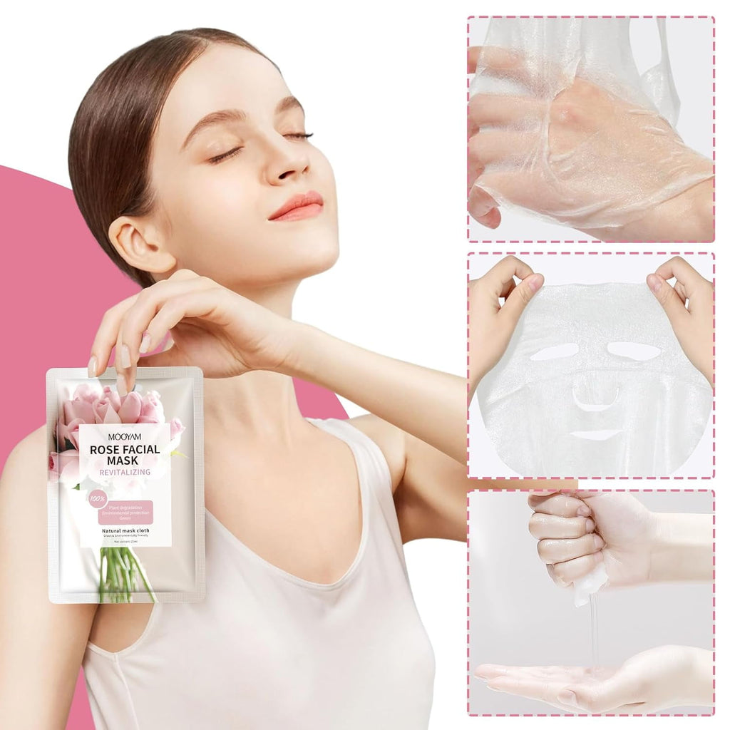 11 Pack Fruit Moisturizing Facial Mask Sheet, Rich in Fruit Essence Face Mask to Brighten and Hydrate Dull Skin