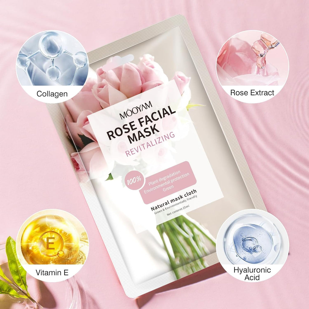 11 Pack Fruit Moisturizing Facial Mask Sheet, Rich in Fruit Essence Face Mask to Brighten and Hydrate Dull Skin