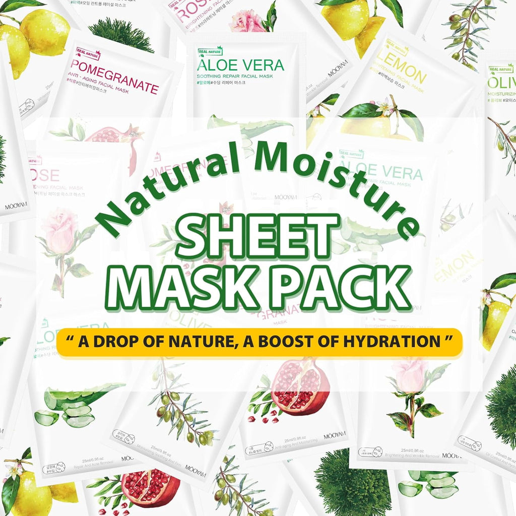 11 Pack Fruit Moisturizing Facial Mask Sheet, Rich in Fruit Essence Face Mask to Brighten and Hydrate Dull Skin