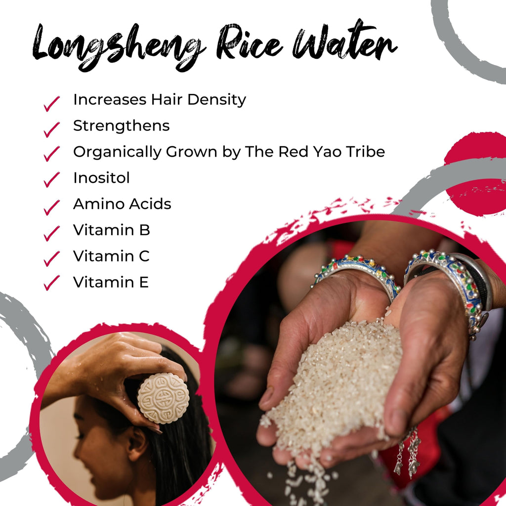 Volumizing Adult Shampoo and Conditioner Set with Longsheng Rice Water, Hidden Waterfall, 2 Piece Bamboo Holder