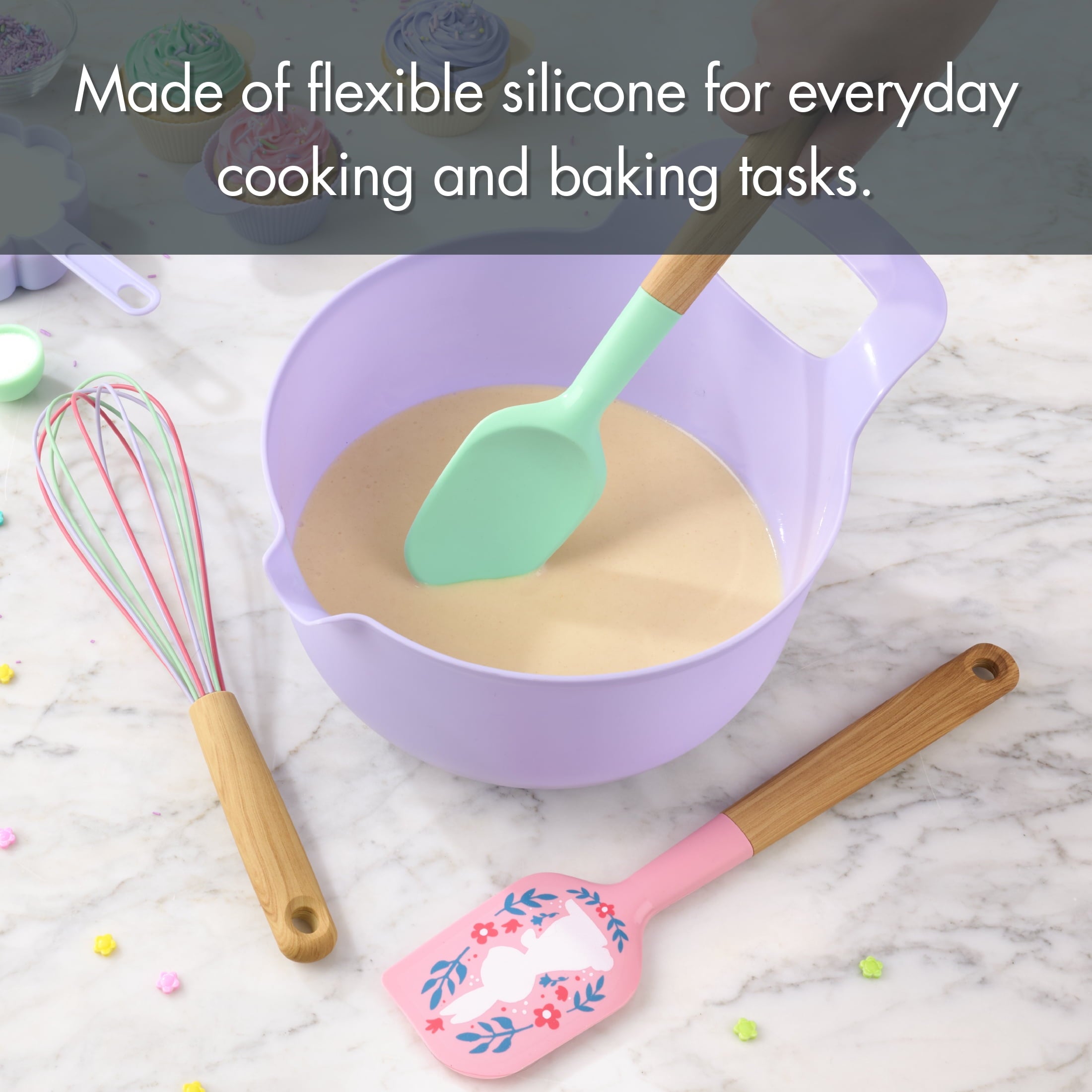 Way To Celebrate 3-Piece Baking Tool Set, Green, Pink and Purple