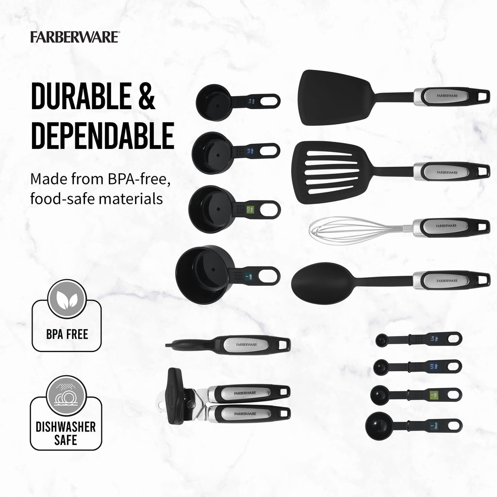 14-Piece Kitchen Tool and Gadget Kitchen Utensil Set in Black
