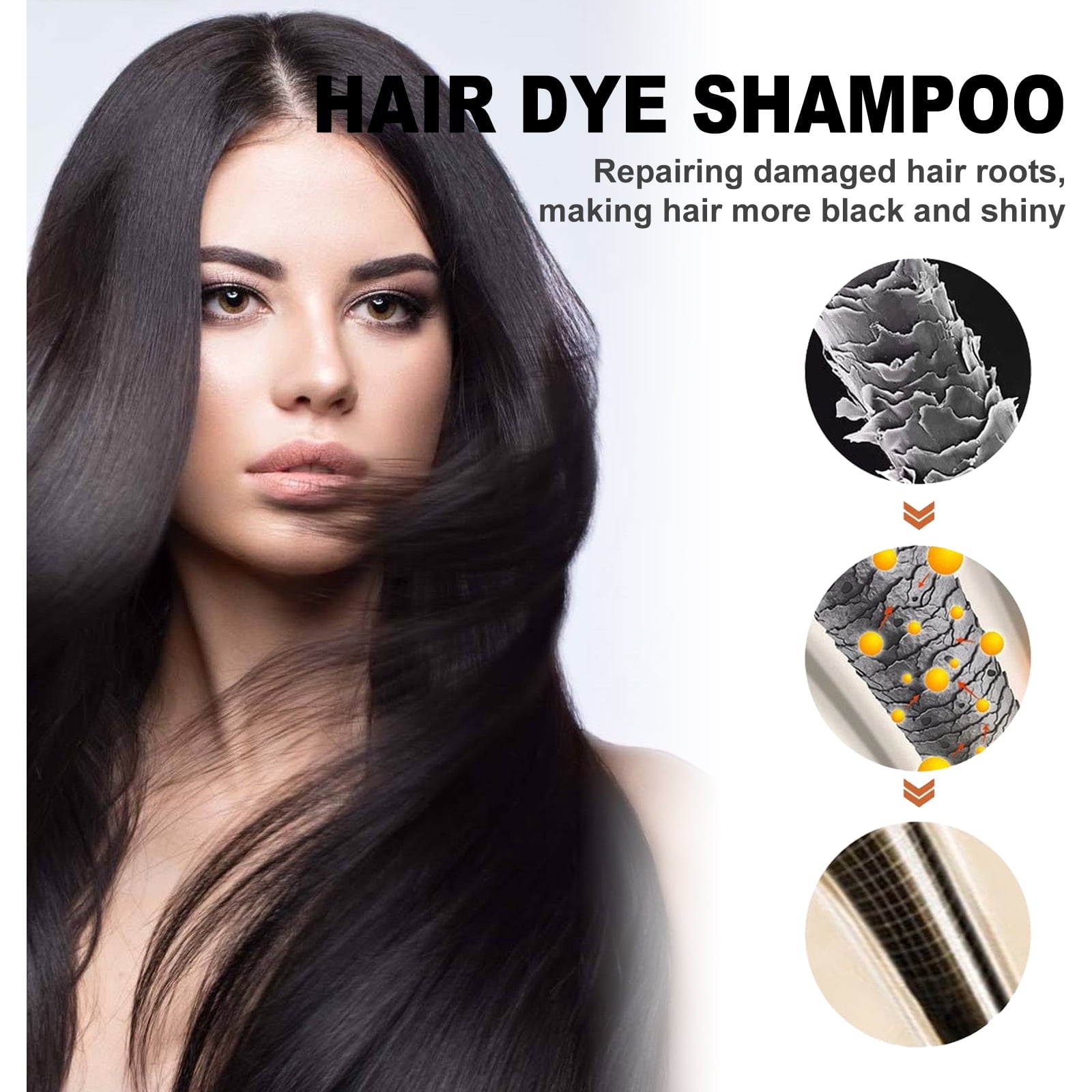 Black Hair Shampoo Organic Natural Plant Hair Dye Plant Essence Permanent Black Hair Color Dye Shampoo for Women Men Cover Gray White Hair