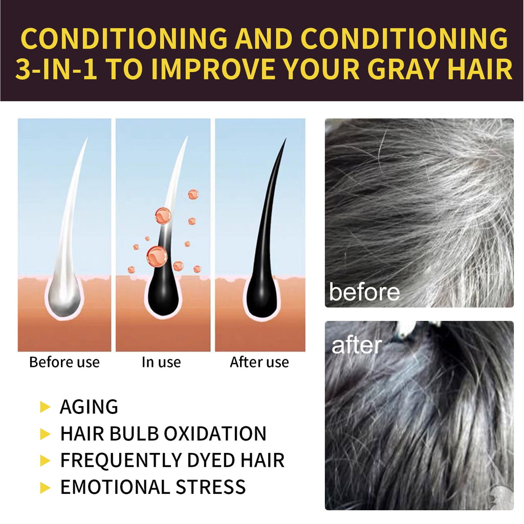 Black Hair Shampoo Organic Natural Plant Hair Dye Plant Essence Permanent Black Hair Color Dye Shampoo for Women Men Cover Gray White Hair