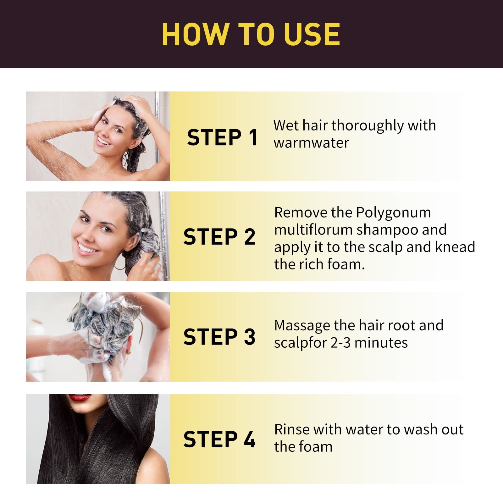 Black Hair Shampoo Organic Natural Plant Hair Dye Plant Essence Permanent Black Hair Color Dye Shampoo for Women Men Cover Gray White Hair