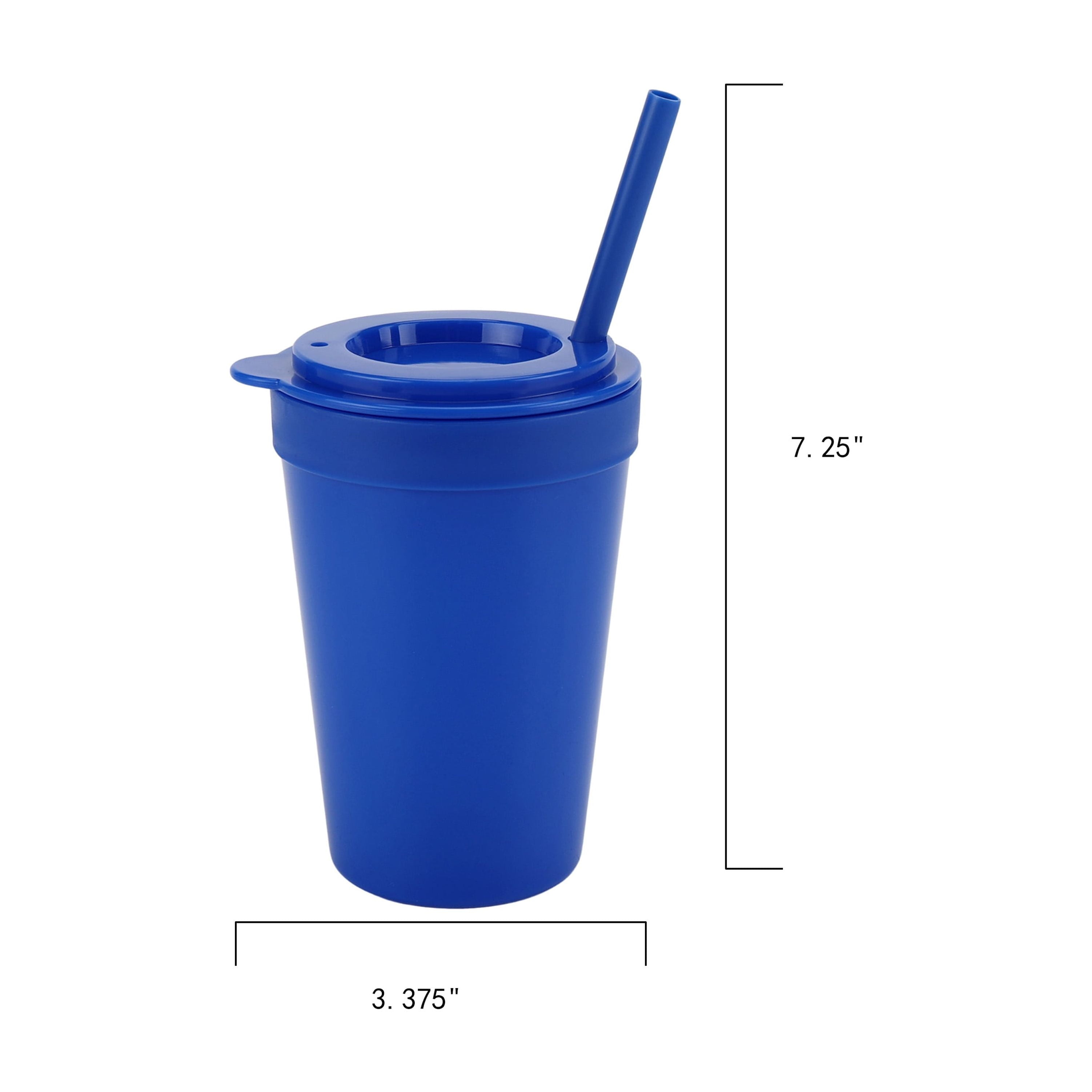 4-Pack Plastic 15-Ounce Capacity Tumbler Set with Lid and Straw, Multi-Colored
