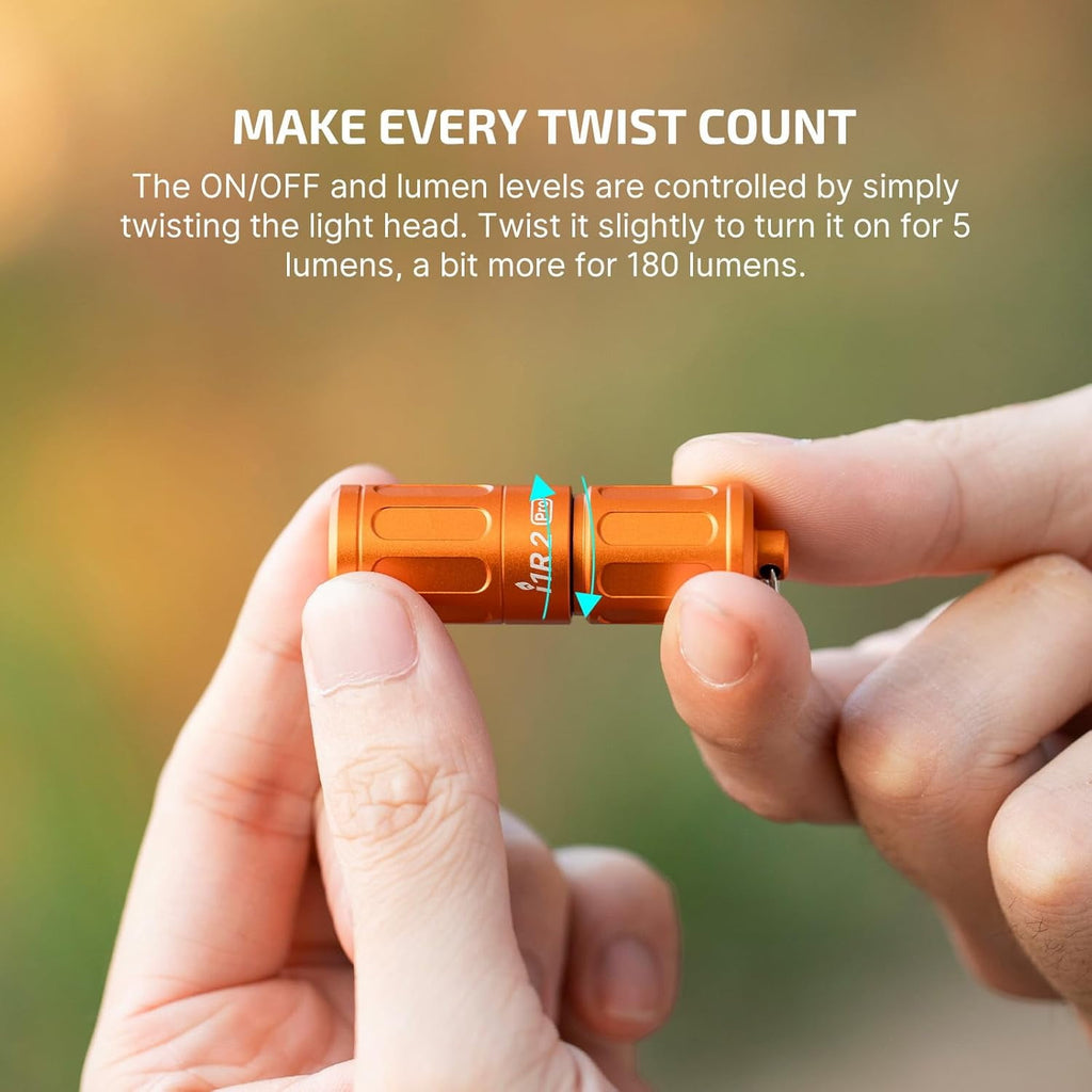 I1R 2 Pro Eos 180 Lumens EDC Rechargeable Keychain Flashlight. (Capsule Orange)